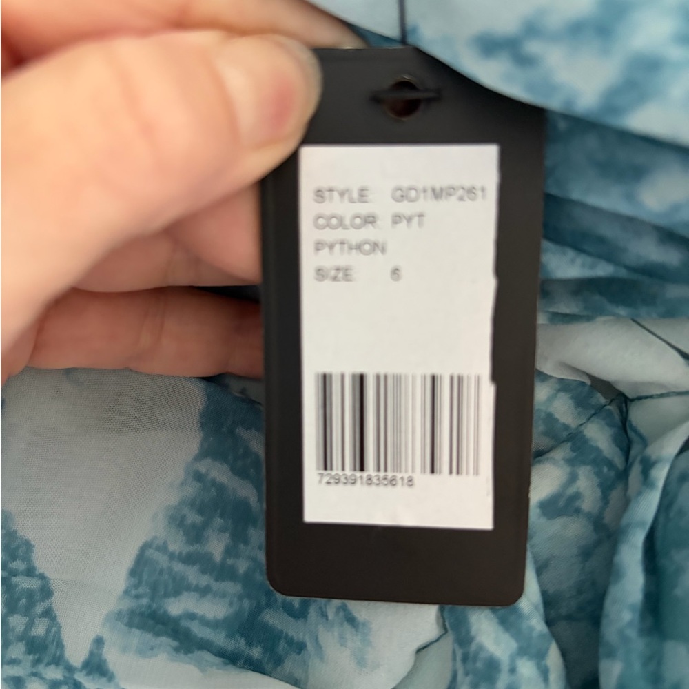 Guess Teal Blue Python Pattern Ruched Mini Dress - Picture 5 of 5